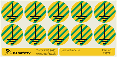 Jo Safety Jording Ark á 10 stk etiketter med symbol for jordingsforbindelse 132711