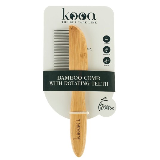 Kooa Kam Av Bambus Med Roterende Tenner L 21.5 X B 5.5 cm Kooa Kam Av Bambus Med Roterende Tenner L 21.5 X B 5.5 cm