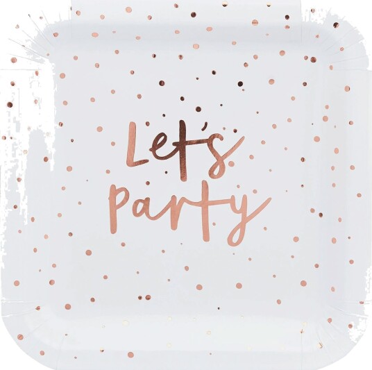 Club Green Hootyballoon Papptallerken Let's Party Roségull 10-pakning HBMM142