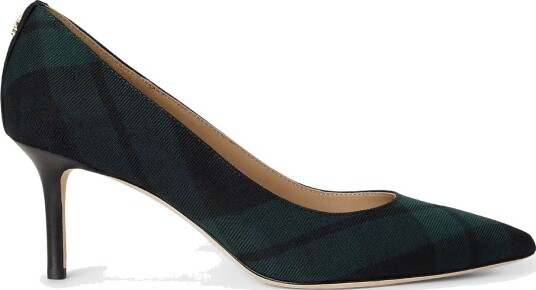 Lauren Ralph Lauren Lanette Black Watch Plaid Twill Pump - NAVY/GREEN/BLACK - 36