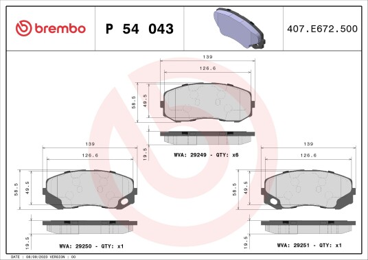 Bremseklosser BREMBO P 54 043 Bremseklosser BREMBO P 54 043
