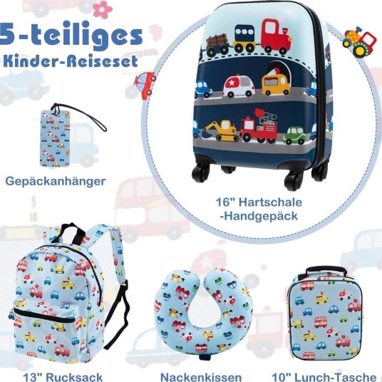 Barnebagasjesett med 5 deler – 16"" koffert, ryggsekk og mer