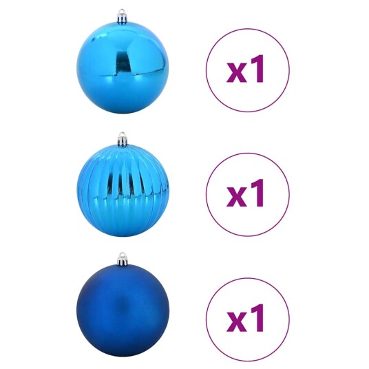Julekule Sett 3 pcs Blå Plast Julekule Sett 3 pcs Blå Plast