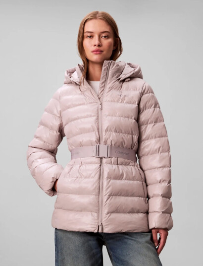 Calvin Klein Belted Lightweight Puffer - Pink - S