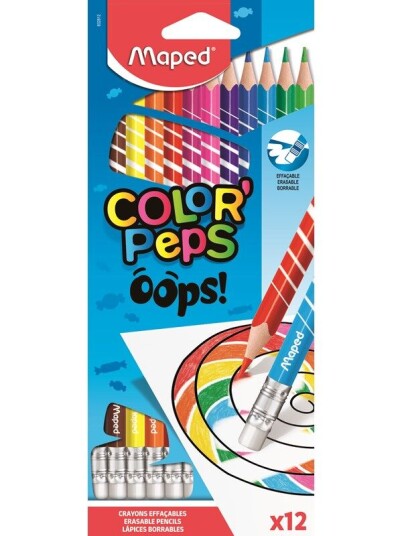 Maped Color'Peps Oops Erasable Colour pencils x12 Maped Color'Peps Oops Erasable Colour pencils x12