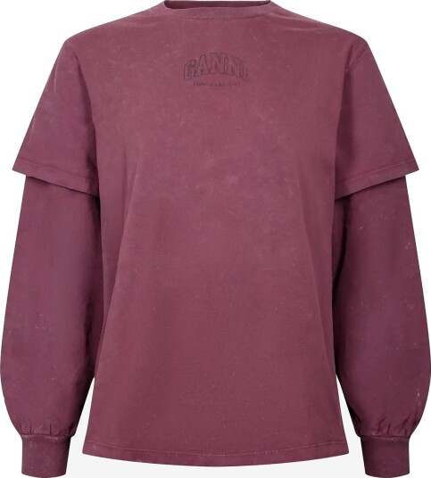 Ganni Long-Sleeve Top In Cotton - PORT ROYALE - XL