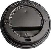Drikkelåg Plast Ø90xh20mm Til Kaffebæger Sort Catersource,10 Ps X 100 Stk/Krt