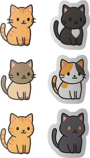 Klistremerke   Søte Kattunger Samling   4 Klistremerker