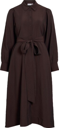 Vila Skjortekjole viAlinia Carol L/S Midi Shirt Brun