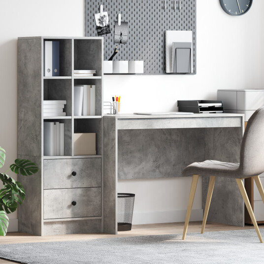 Skrivebord med lagring 2 pcs Betonggrå 100 x 50 x 76 cm