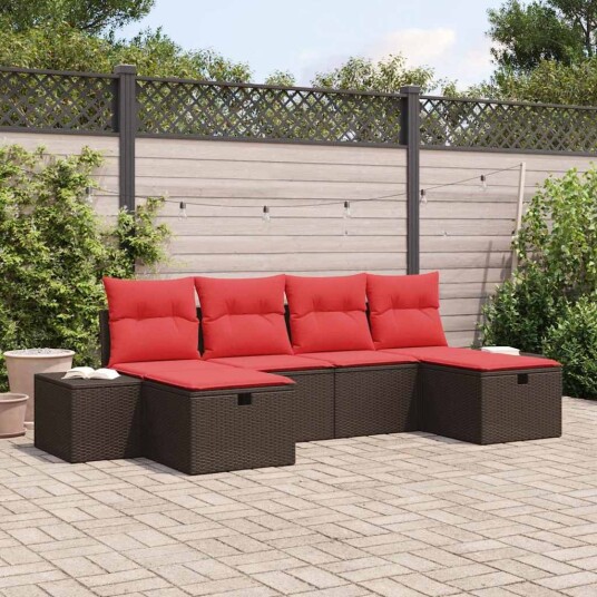 vidaXL Hagesofa Set 6 stk. Brun polyrotting