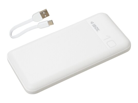 Ibox Pb10 - Strømbank - 10000 Mah - 20 Watt - 3 A - Quick Charge 3.0, Pd 3.0 - 2 Utgangskontakter (Usb, 24 Pin Usb-C) - På Kabel: Usb-C - Hvit