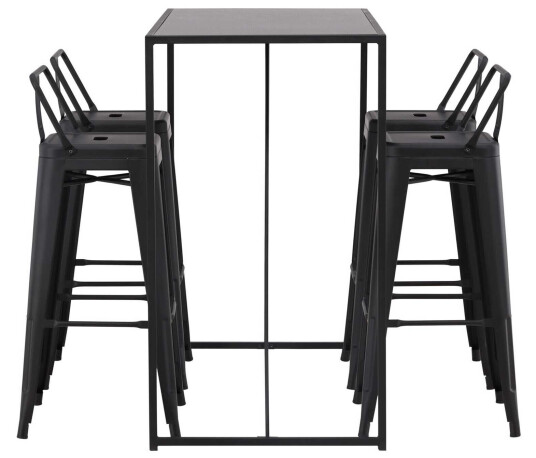 Venture Design Brea & Tempe bargruppe Svart/svart 4 stoler & bord 120 x 60 cm