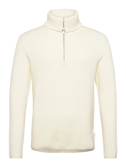 Lindbergh Half Zip Rib Knit W?. Oversized Col - Cream - XXL