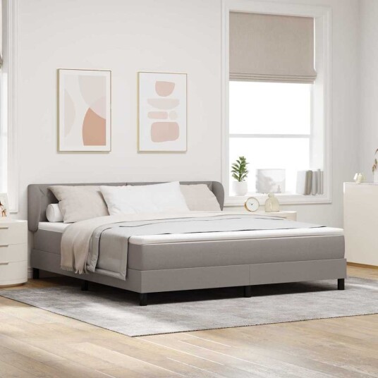 Boksen seng med madrass Taupe 180x200 cm Stoff