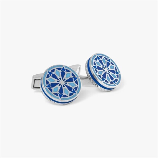 Tateossian Cufflinks Round Silver-Blue