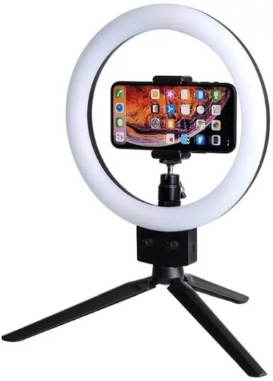 Ringlampe - 23 cm - Med stativ og mobilholder