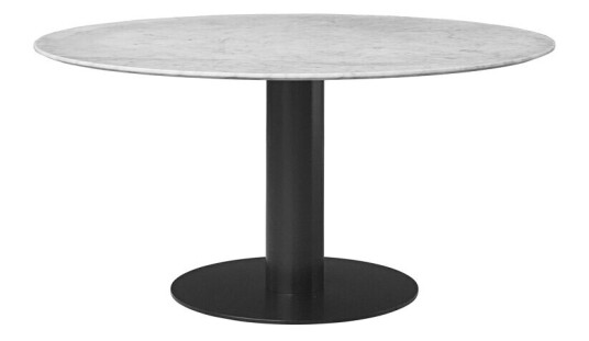 Gubi 2.0 spisebord marble white, Ø 150 cm, sort stativ