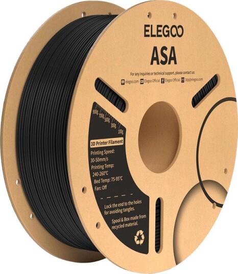 Elegoo ASA Filament Svart 1.75 mm 1 kg