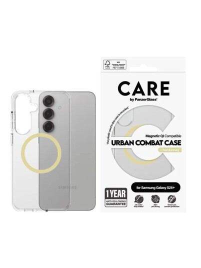 Care by PanzerGlass Urban Combat Mobildeksel Gjennomsiktig Chardonnay for Samsung Galaxy S25+