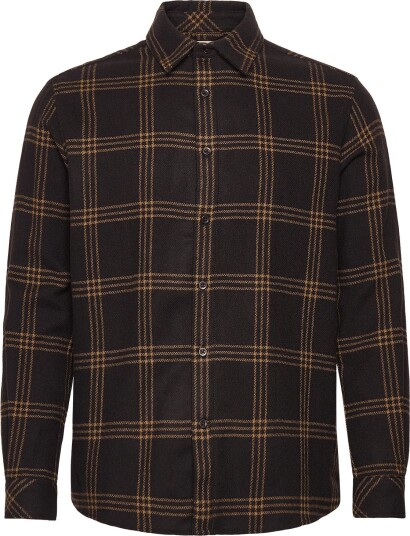 Knowledge Cotton Apparel Merino Wool Checked Shirt Rws BROWN CHECK 3XL