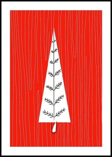 Red Christmas Tree Poster Plakat / 30x40cm
