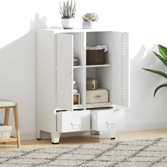 vidaXL Garderobe industriell stil hvit 67x35x107 cm stål