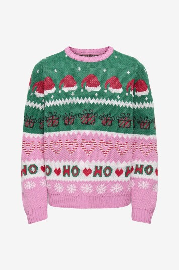 kids ONLY Fuchsia Pink W. Green Jacket/Cd/Salsa/Black Koghoho Xmas Ls Pullover Knt 122 128