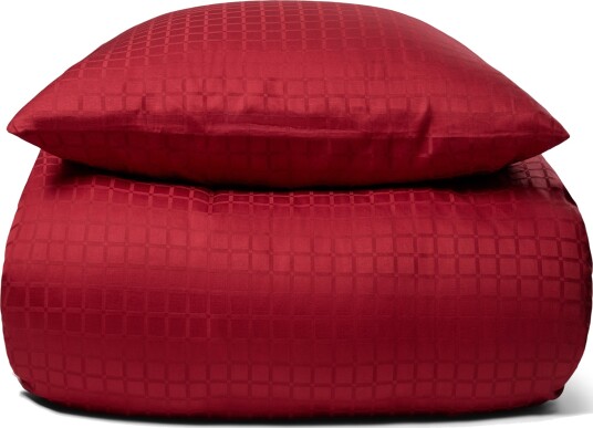 Borg Living Luksuriøst dobbelt sengetøy - 240x220 cm - 100% bomullssateng - Daisy rød - By Night jacquardvevd king size sengesett