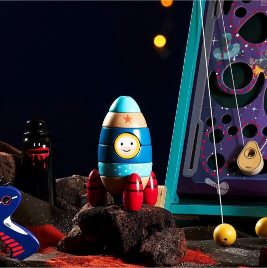 Vilac Stacking Rocketship 9 Pcs Blue ONE SIZE