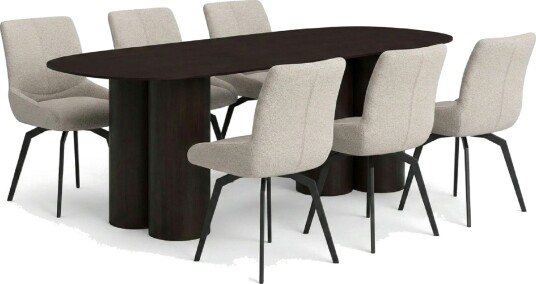 Juno spisegruppe rektangulær 220 cm røkt eik med 8 Mora spisestoler Røkt eik Juno spisegruppe rektangulær 220 cm røkt eik med 8 Mora spisestoler Røkt eik