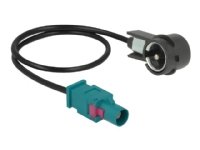 DeLOCK - Antennekabel - FAKRA Z-stikforbindelse (P) til ISO-kontakt (P) vinklet - 30 cm - koaksial - RG-174 - sort