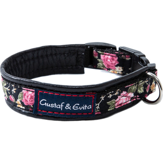 Hundehalsbånd Hurtigutløsende/justerbart Lærkodet Rose/Svart 45 cm