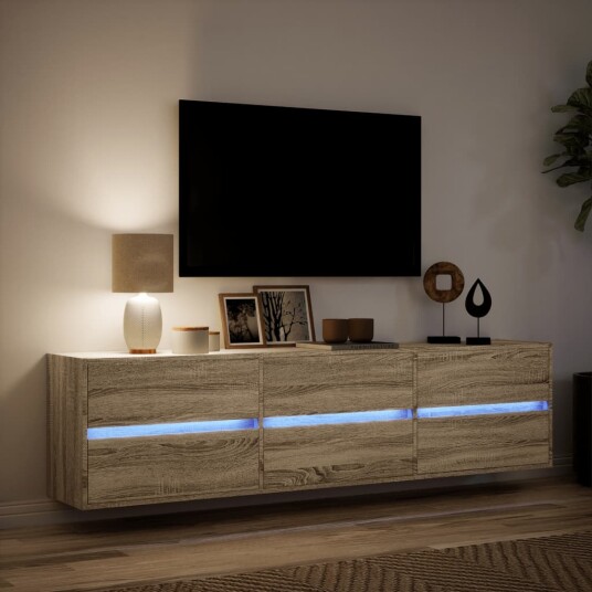 Vegghengt TV-benk med LED sonoma eik 180x31x45 cm Vegghengt TV-benk med LED sonoma eik 180x31x45 cm
