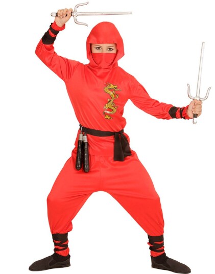 Widmann Rødt Ninja Barnekostyme Strl 11 13 ÅR