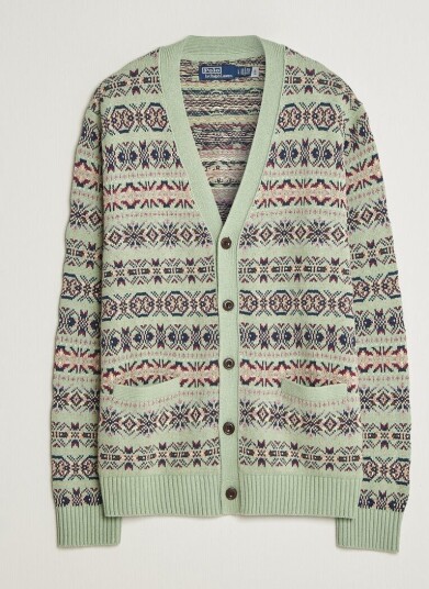 Polo Ralph Lauren Cotton/Linen Fairisle Cardigan Green Combo Polo Ralph Lauren Cotton/Linen Fairisle Cardigan Green Combo