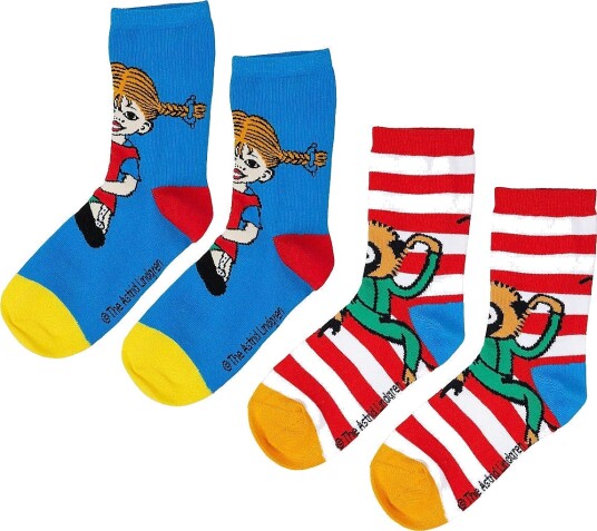Pippi Langstrømpe Pippi Strumpor 2St Multi/patterned 31/34
