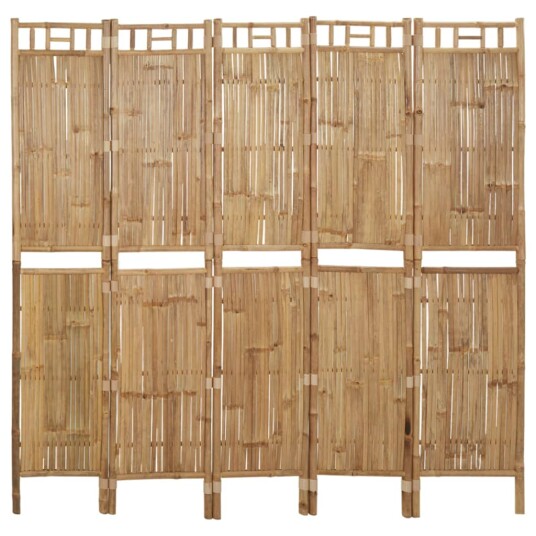 vidaXL Romdeler 5 paneler bambus 200x180 cm