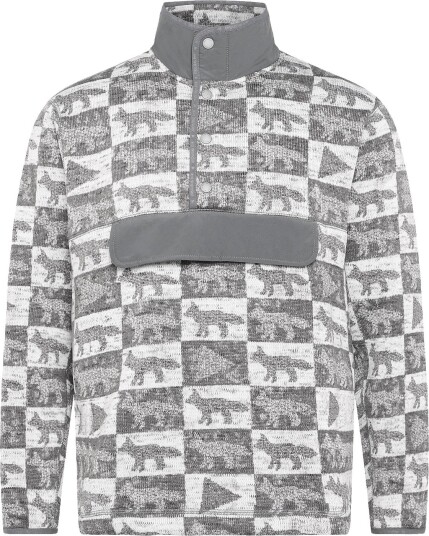 Maison Kitsune Fox Checkers Fleece Pullover Grey XS