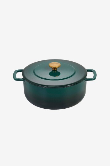 Combekk - Støpejernsgryte 24 cm Holly Green med gullknapp - Grønn