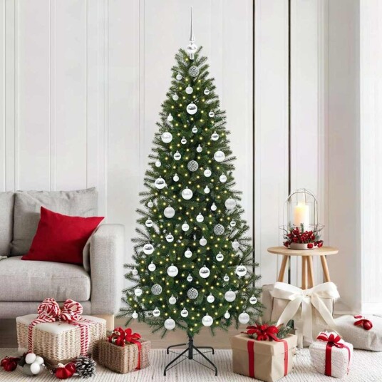  Kunstig juletre med 300 LED med stativ grønn 180 cm PE og PVC