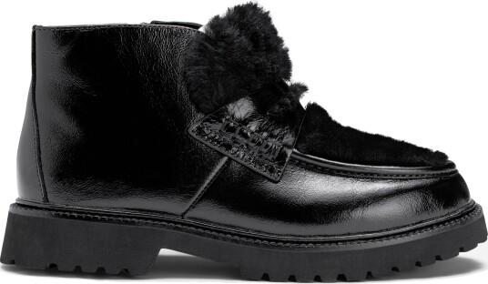 Laura Bellariva Penny loafer boots with shearling 38 sort dame