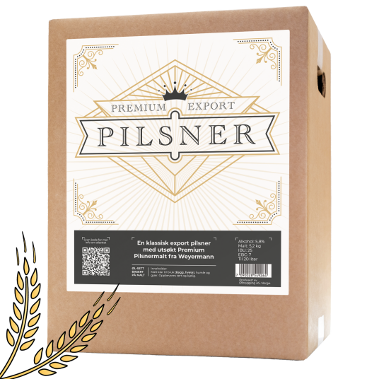 Ølbrygging As Premium Export Pilsner allgrain ølsett med Premium Pilsnermalt fra Weyermann