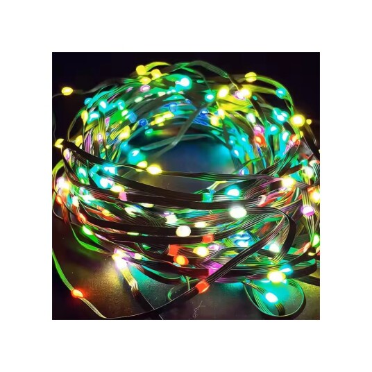 10 m. RGBIC LED lyskjede 100 LED grønn ledning fjernkontroll + Bluetooth 5V USB 10 m. RGBIC LED lyskjede 100 LED grønn ledning fjernkontroll + Bluetooth 5V USB