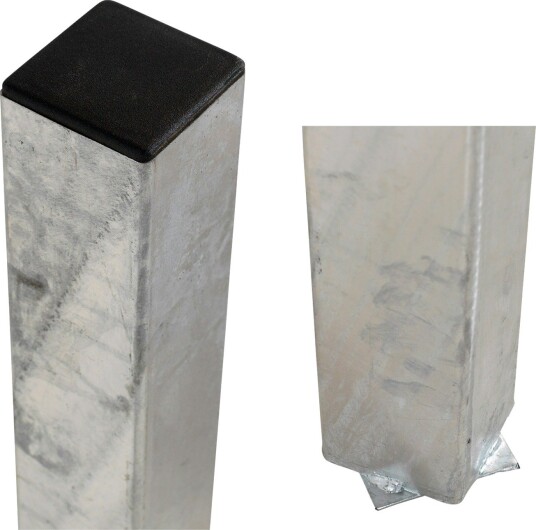 Stålstolpe PLUS 80x80 mm for Nedstøping Galvanisert Stål, H: 2360 mm