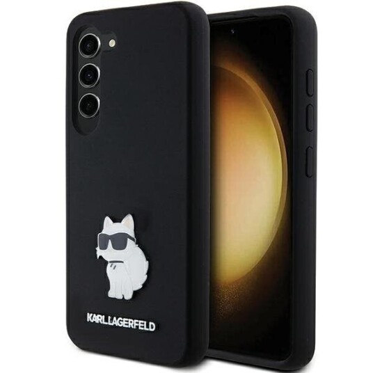 Karl Lagerfeld Hardcase Silikon Choupette Metal Pin til Samsung Galaxy S23 Svart