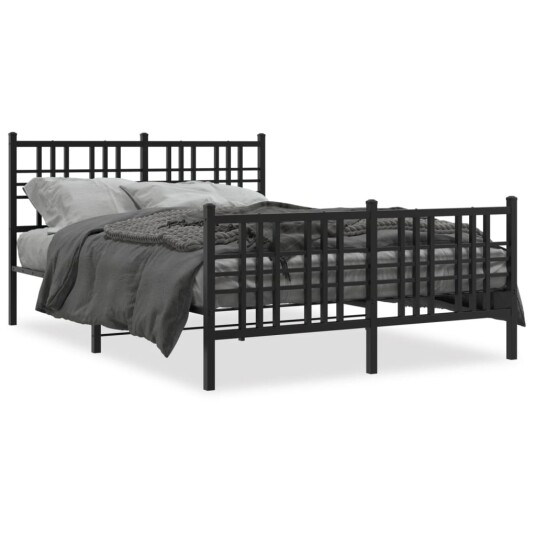  Sengeramme i metall med hode- og fotgavl svart 120x190 cm 8721012373037