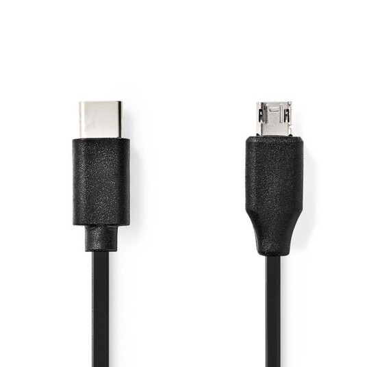Nedis USB-kabel | USB 2.0 | USB-C™ Hann | USB Micro-B Han | 60 W | 480 Mbps | Nikkel belagt | 1.00 m | Rund | PVC | Sort | Label