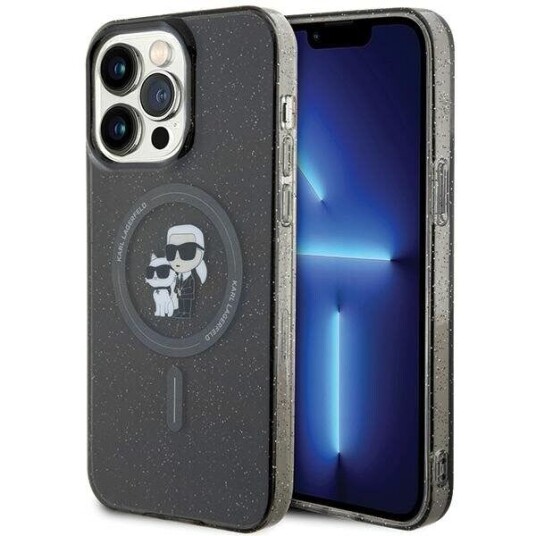 Karl Lagerfeld Hardcase til iPhone 15 Pro Max med Glitter og MagSafe - Svart