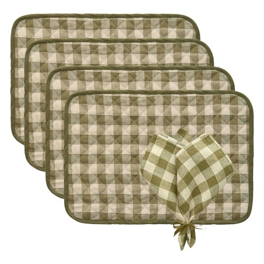Decotique Ester Tekstilsett 4 Spisebrikker + 4 Servietter Oliv